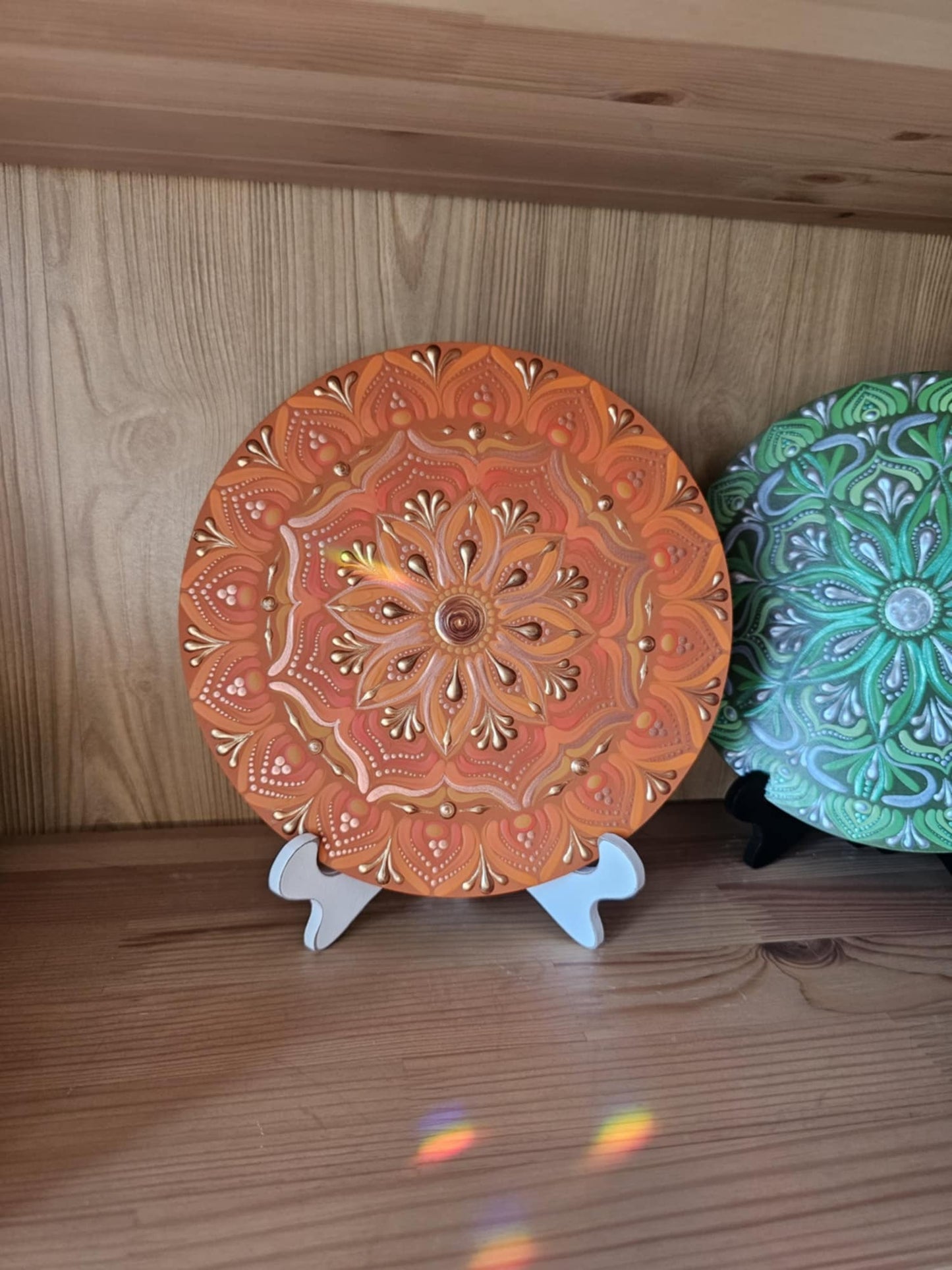 8 inch orange mandala on base