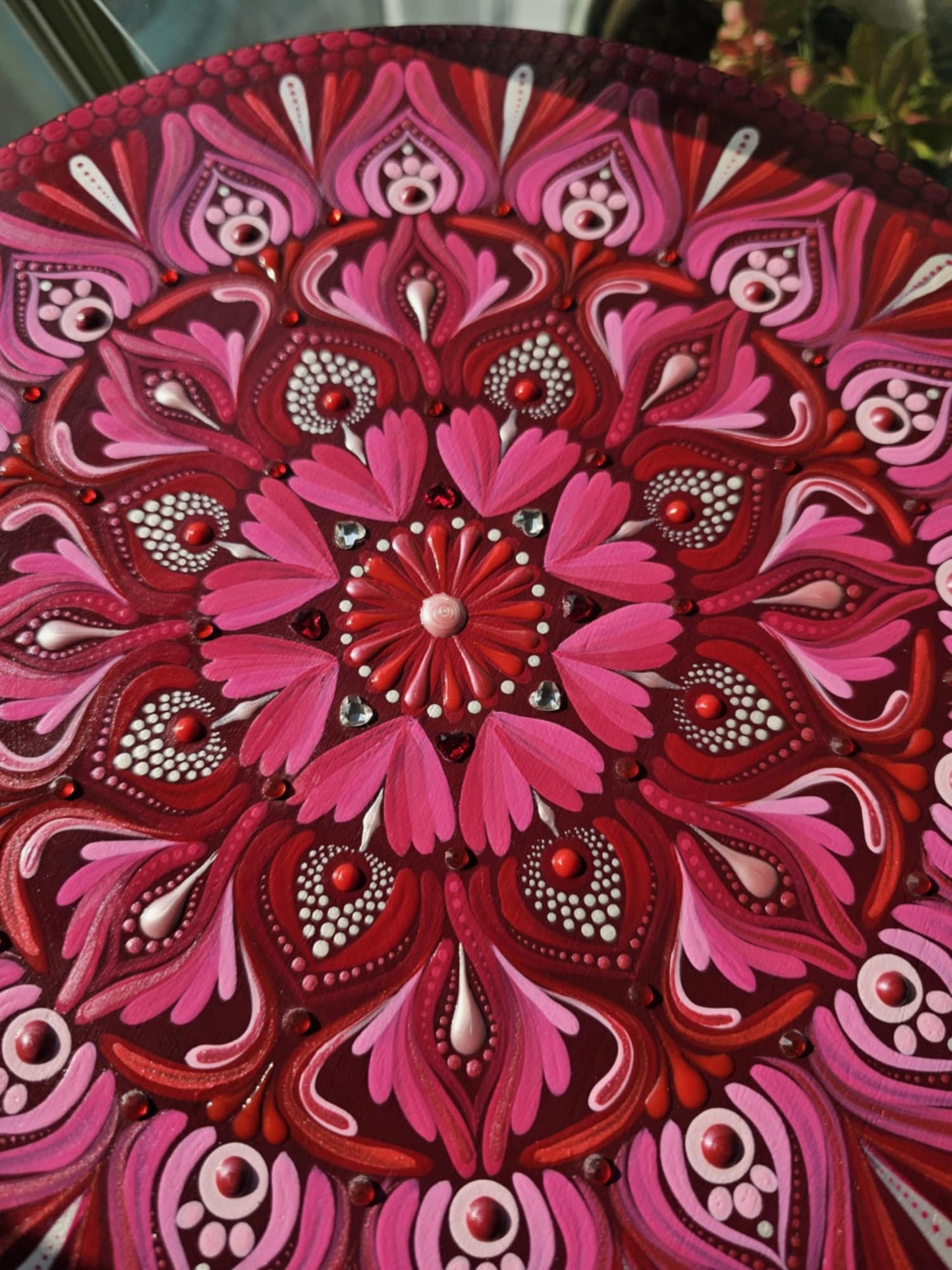 12 inch heart mandala on base