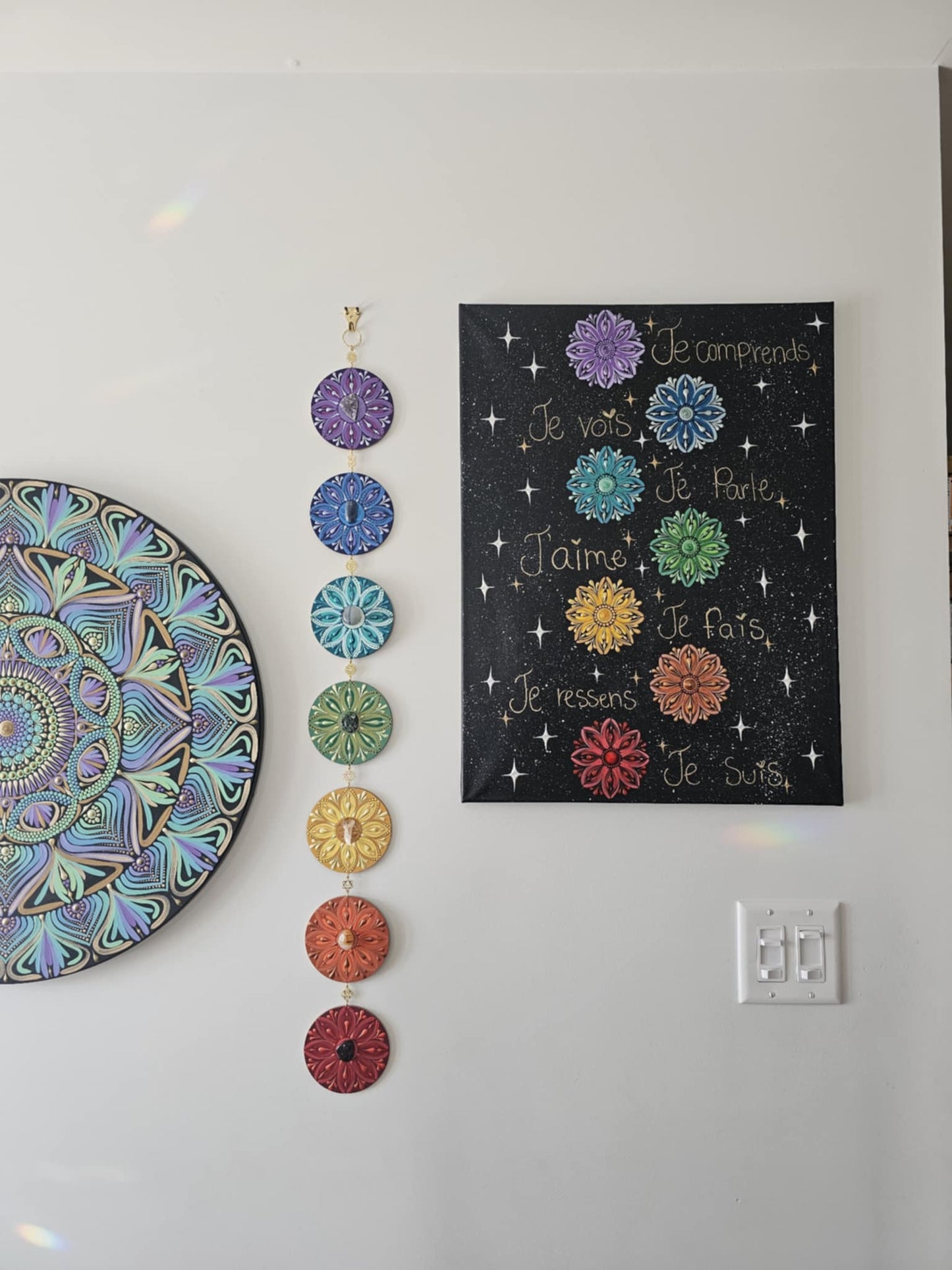 7 Chakra banner on wood