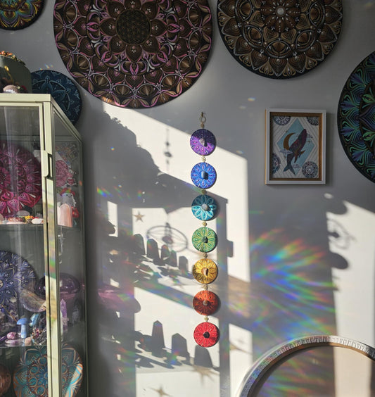 7 Chakra banner on wood