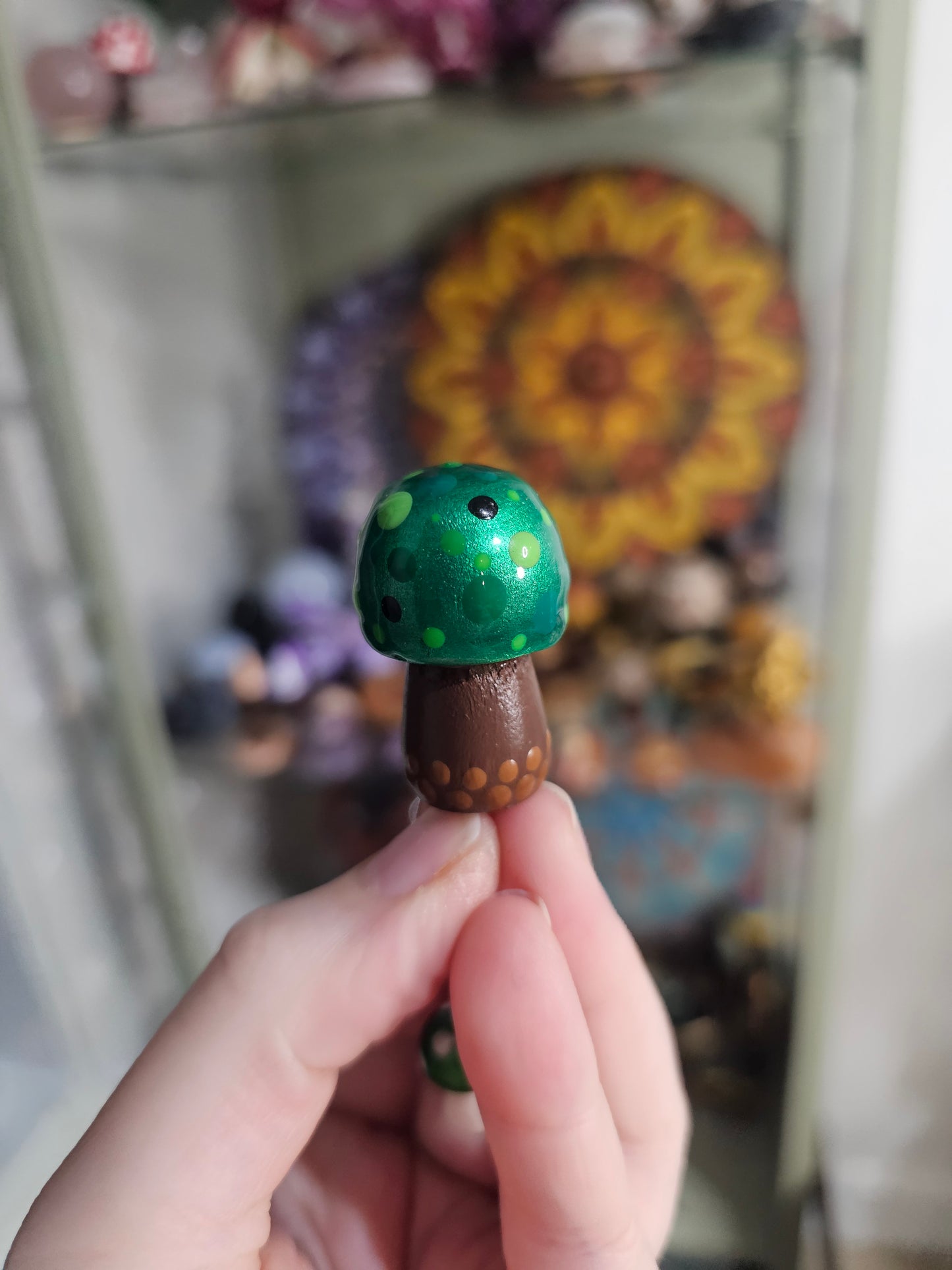 Porte-clé champignon vert