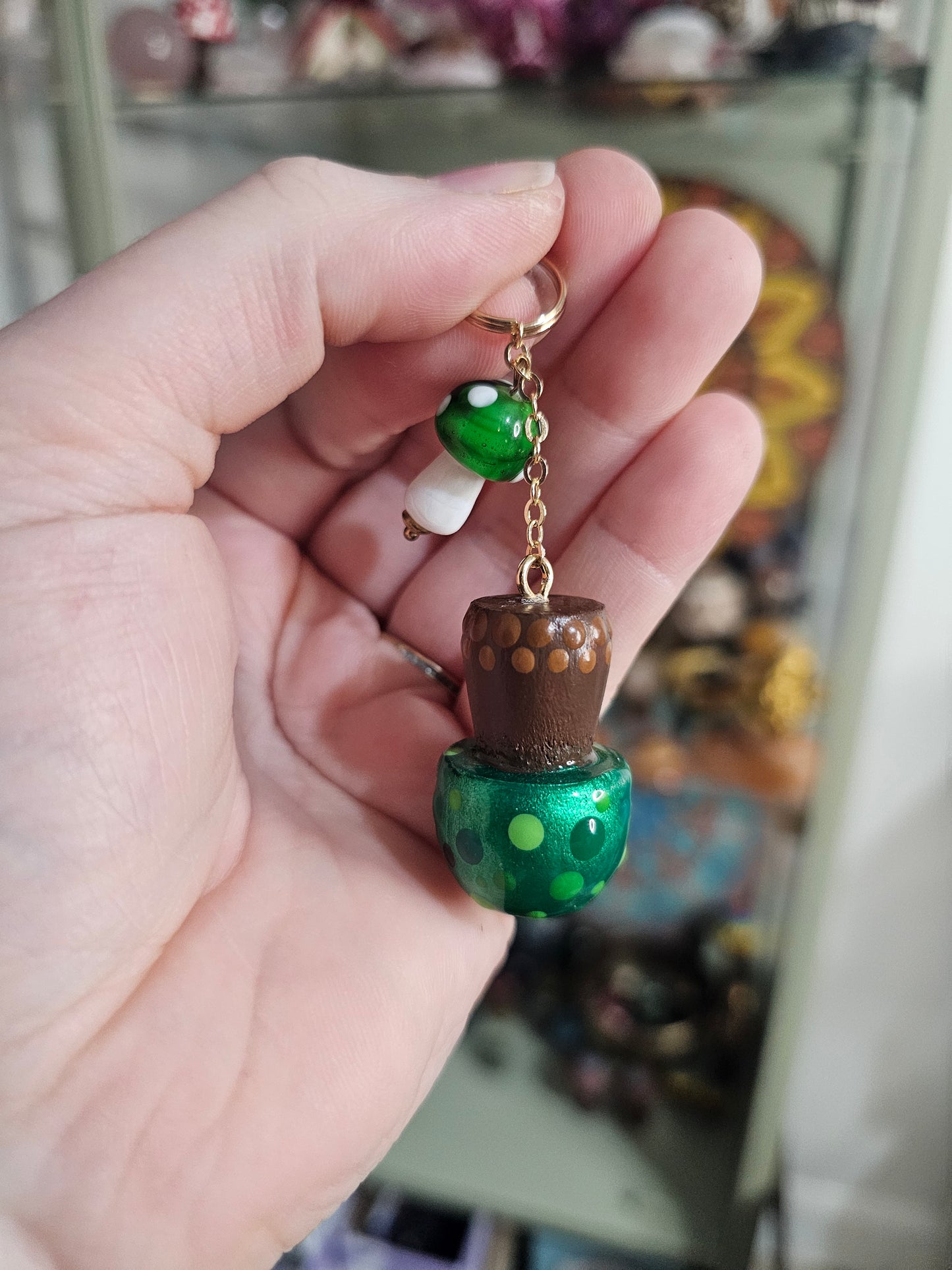 Porte-clé champignon vert